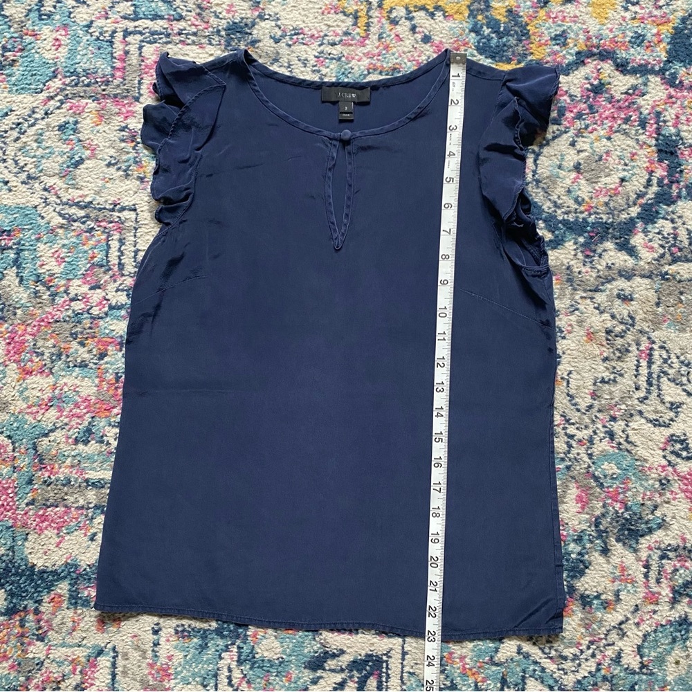 ✝️ J.Crew | Navy Blue Silk Top - Picture 4 of 7